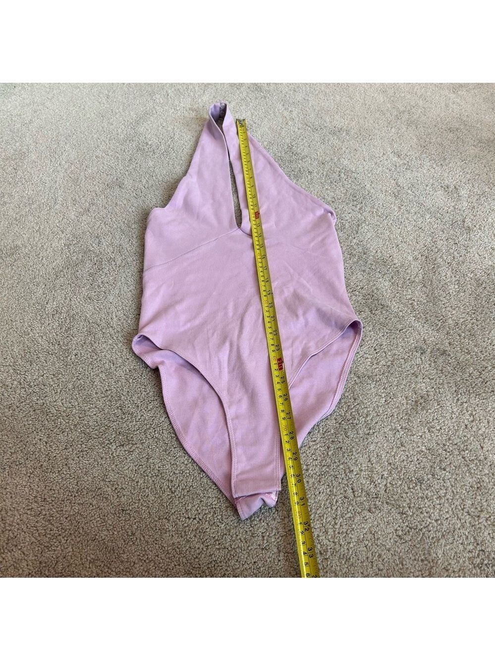 Zara lilac purple deep V plunge front twist halter bodysuit Sz M NWT - Picture 9 of 13